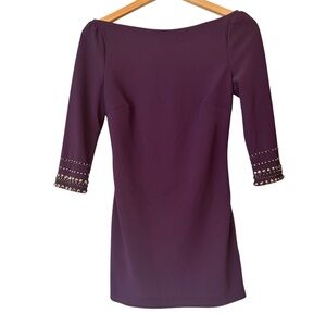 NWT Lucy Paris Deep Rich Lavender Knit  Studded Rhinestone Detail Pullover Dress